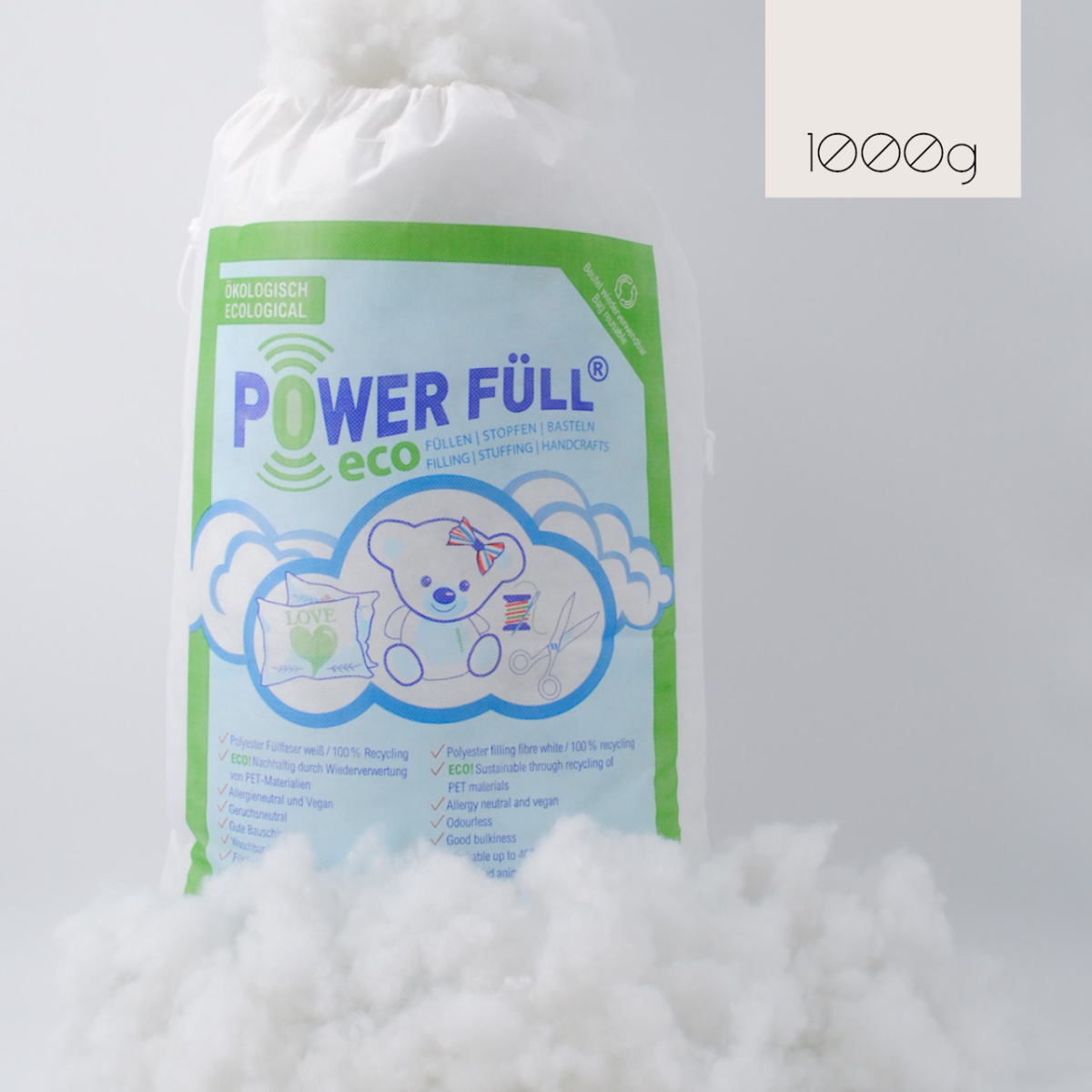 Power Füll® eco Füllwatte | 1 kg | Nachhaltiges Füllmaterial Power Füll® eco Füllwatte | 1 kg | Nachhaltiges Füllmaterial