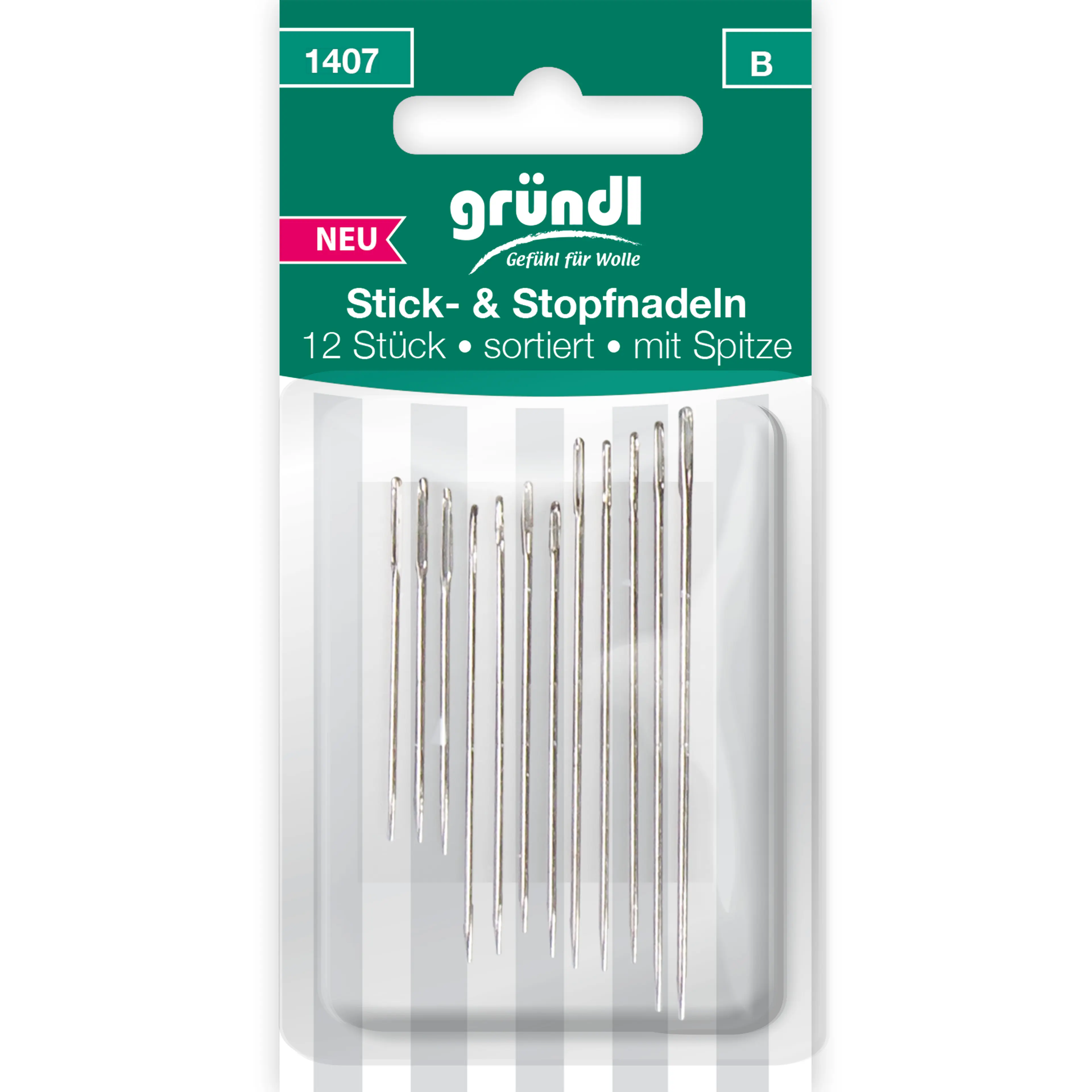 Stick- & Stopfnadeln mit Spitze, 12 Nadeln Stick- & Stopfnadeln mit Spitze, 12 Nadeln